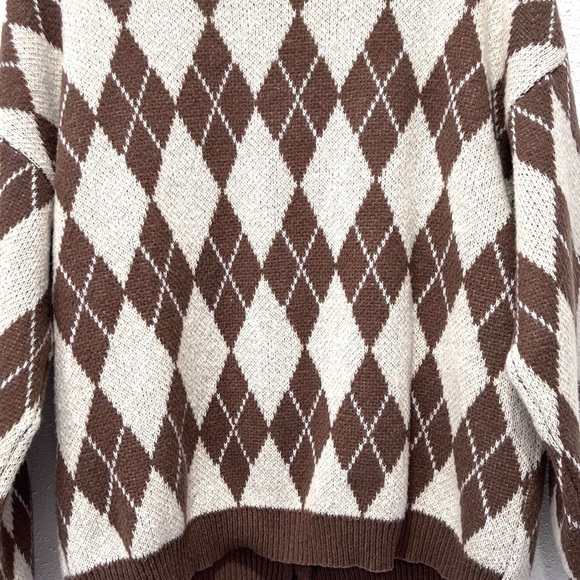 Grandpa Brown and Cream Argyle Cardigan Sweater M - Picture 4 of 5